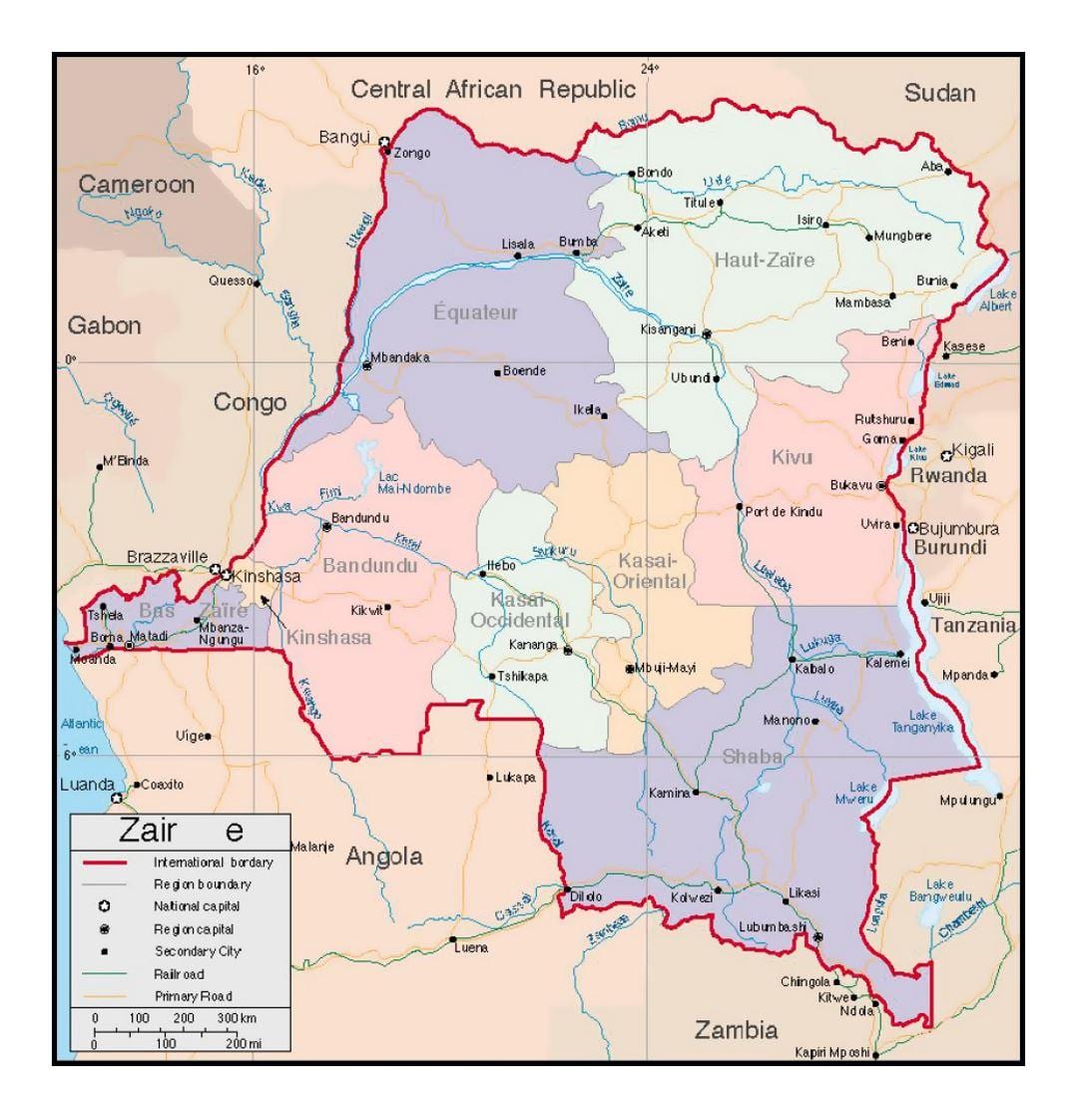 басейну заїру карті
